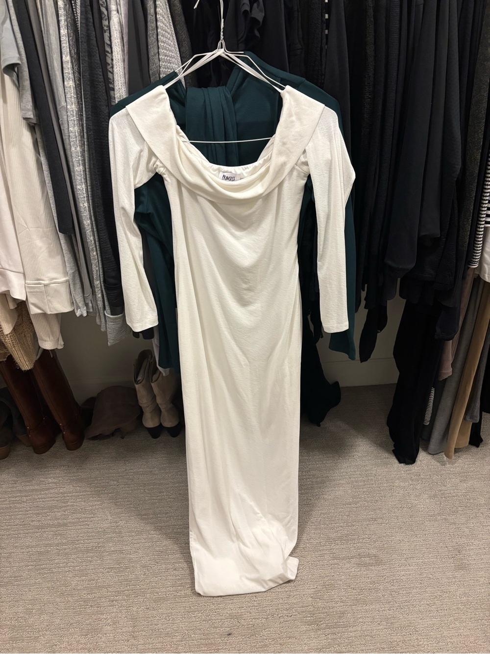 Princess Polly White Off-Shoulder Maxi Dress - 3/4 Sleeve